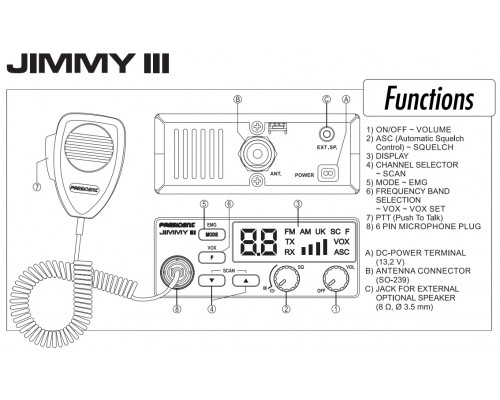 President Jimmy III ASC 12V радіостанція 27 МГц President Jimmy III ASC 12V радіостанція 27 МГц