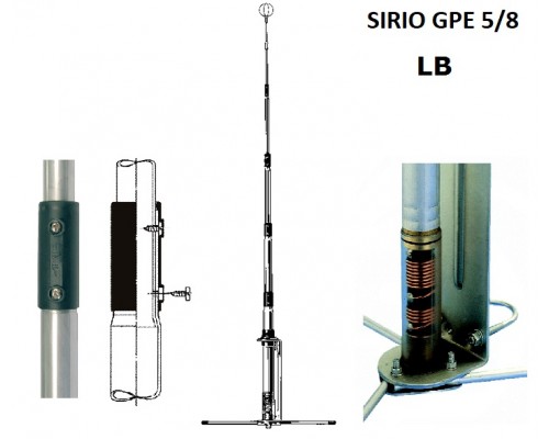 Sirio GPE 5/8 LB антена базова 40-50 МГц